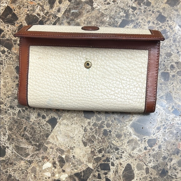 Dooney & Bourke Cream and Brown Leather Clutch - Picture 9 of 10